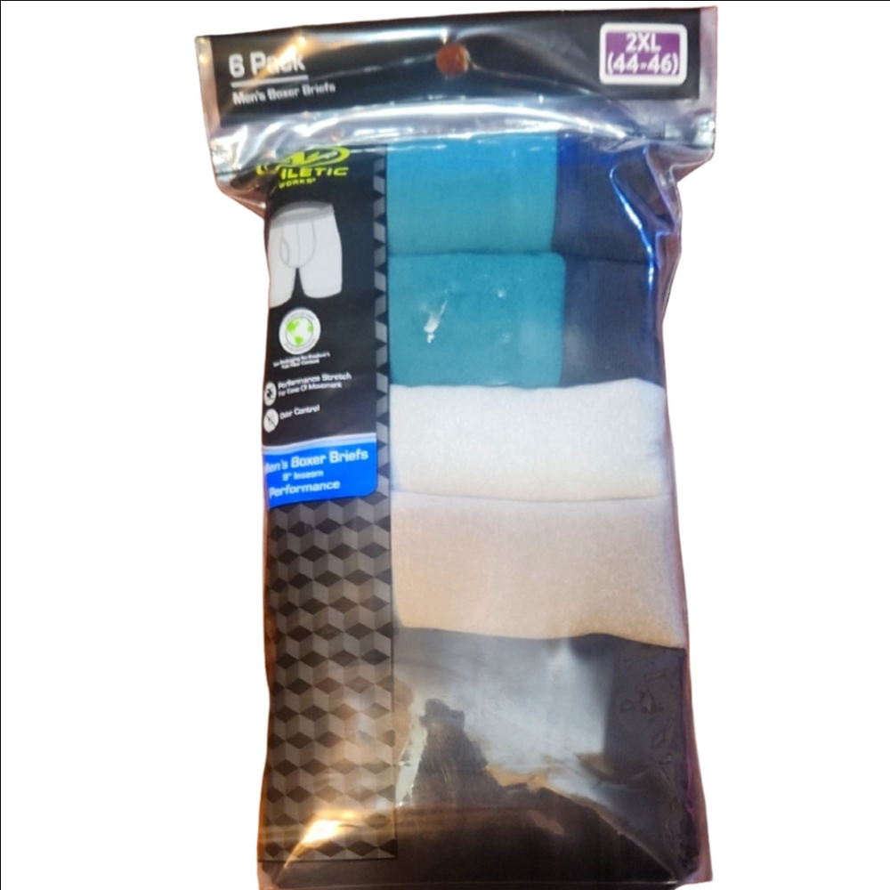 Not Available **Men's Athletic Boxer Briefs 6 Pack - Black Blue White Size 2XL